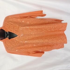 Royal Moda Boho Embroidered & Sequin Tunic Size XL, 24" pit to pit,  31" long